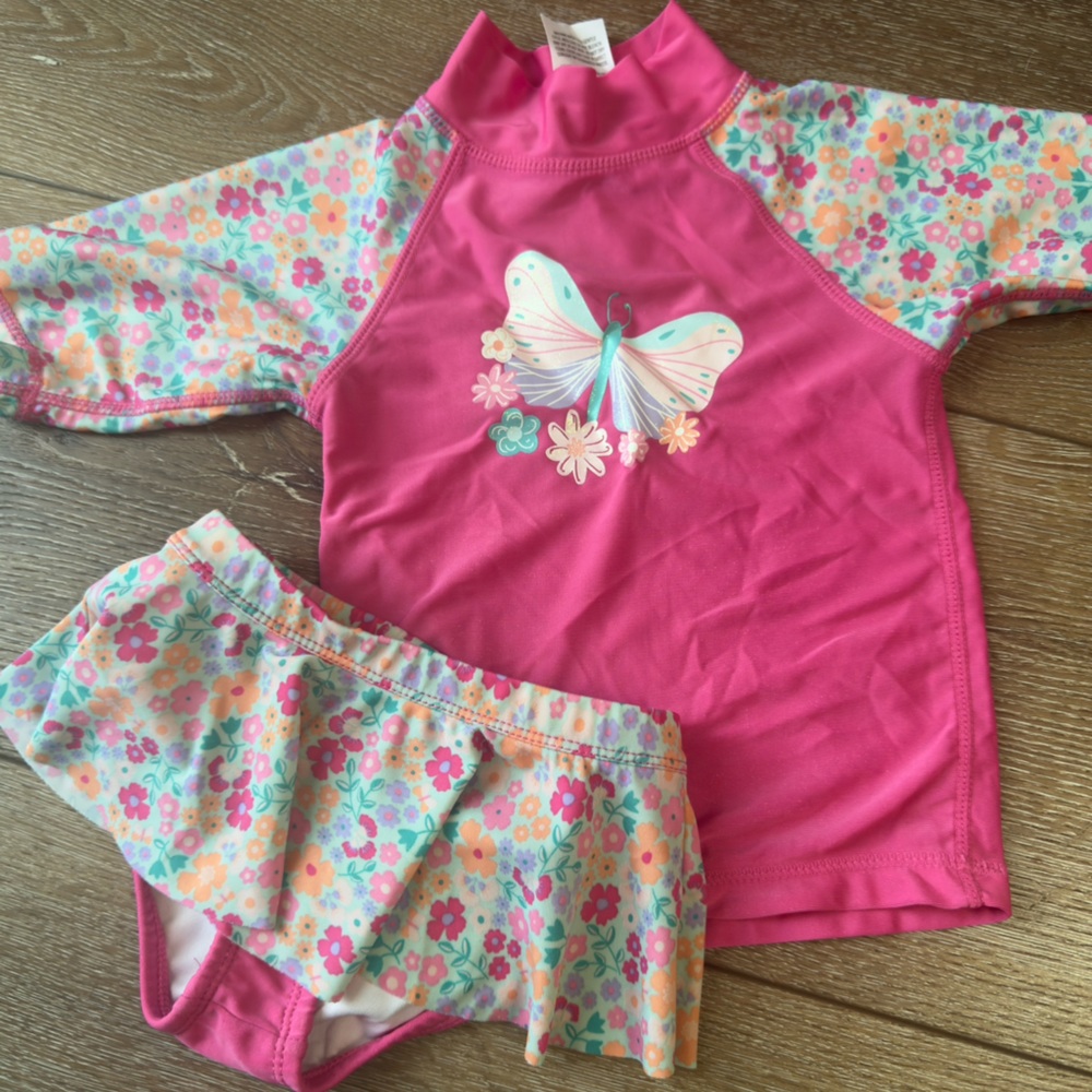 Pink Butterfly Kids Swim Set - 3T